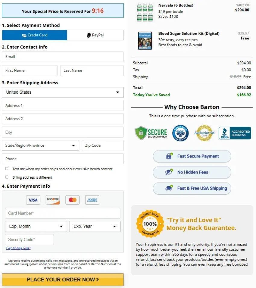 Trusted secure checkout seal for Nervala nerve support supplement bundles